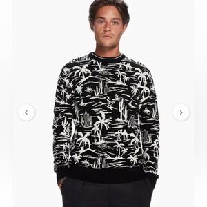 Scotch & Soda Men’s Black White Jacquard  Crew Neck Long Sleeve Sweater Size M